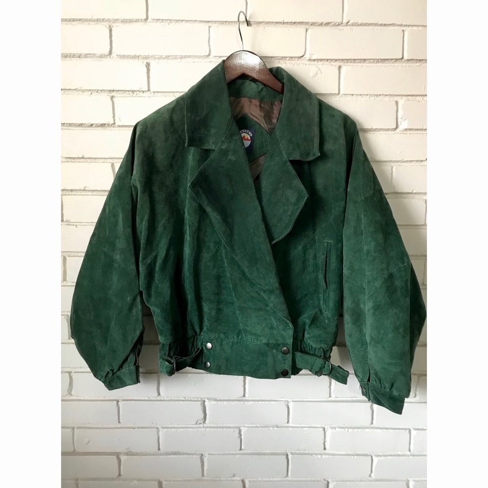 VINTAGE 80’s Green Leather Jacket